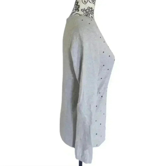 Tommy Hilfiger Sweater Grey Black Polkadot  Cotton V Neck Fitted Women's Small - Picture 4 of 9